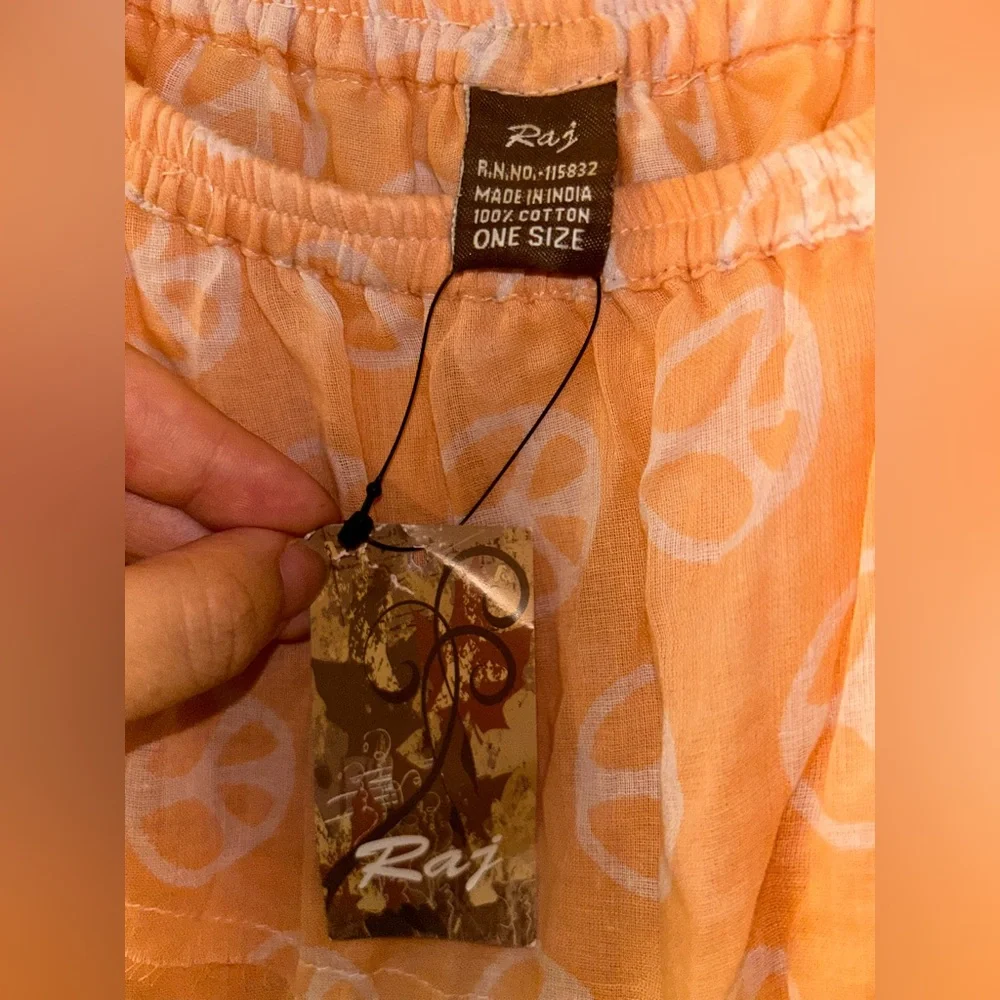 Raj Peach Tiered Peace Sign Maxi Skirt